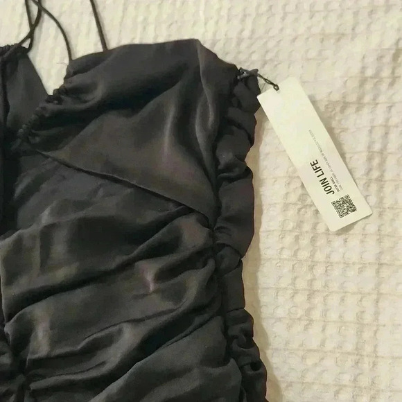 Zara Draped Dress Midi Short Black Strappy - Picture 8 of 9